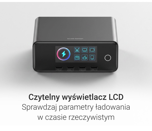 Silver Monkey Ładowarka Gan Pro Desk 240W PD Czarna - 1572480 - zdjęcie 8