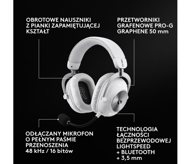 Logitech G PRO X3 Lightspeed biały - 1598605 - zdjęcie 2