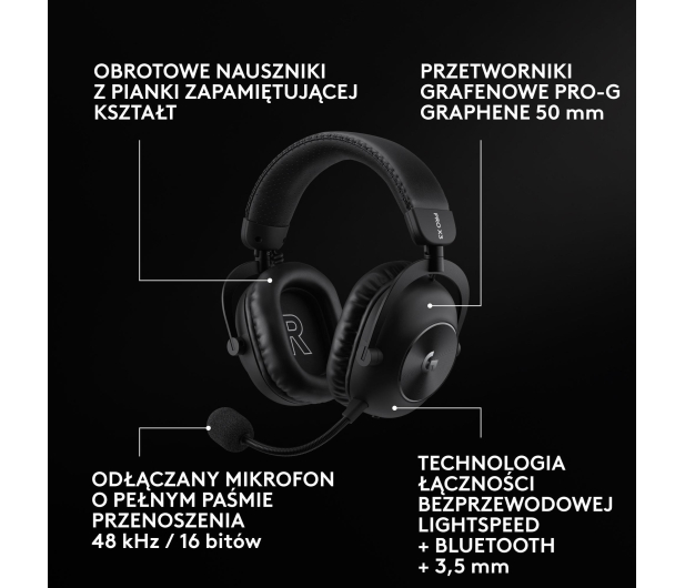 Logitech G PRO X3 Lightspeed czarny - 1598634 - zdjęcie 2