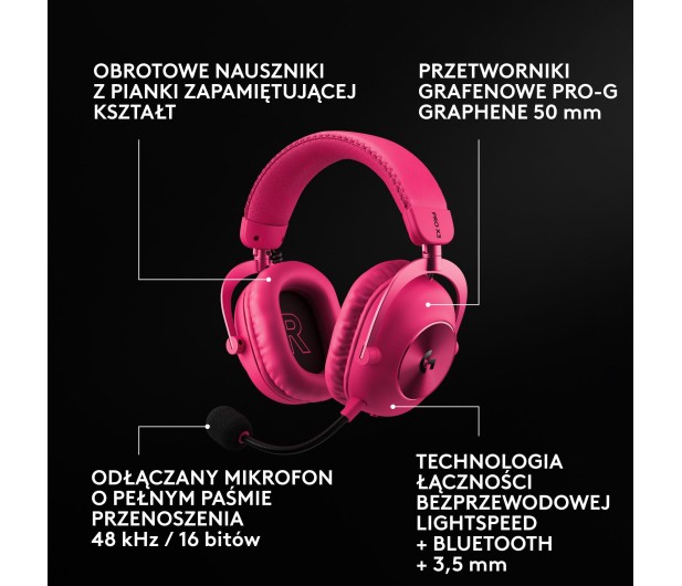 Logitech G PRO X3 Lightspeed magenta - 1598606 - zdjęcie 2