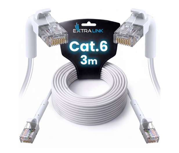 ExtraLink Kat.6 U/FTP 3m 1Gbps Patchcord LAN miedź skrętka kątowy - 1543779 - zdjęcie