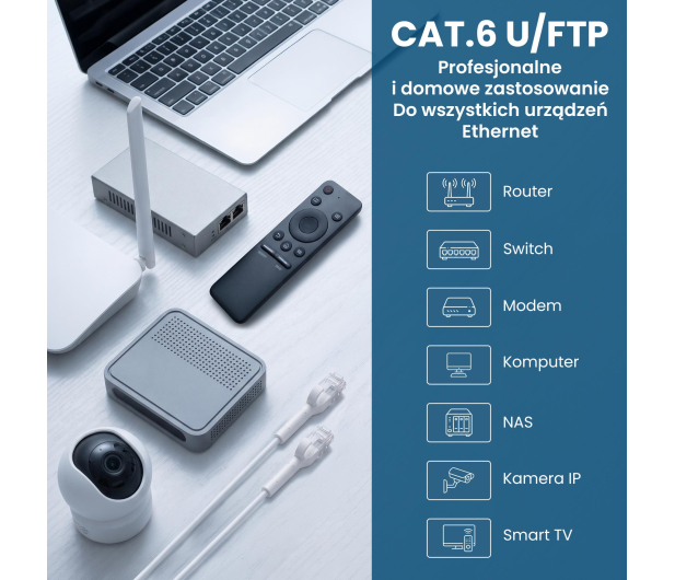 ExtraLink Kat.6 U/FTP 5m 1Gbps Patchcord LAN miedź skrętka kątowy - 1543814 - zdjęcie 7