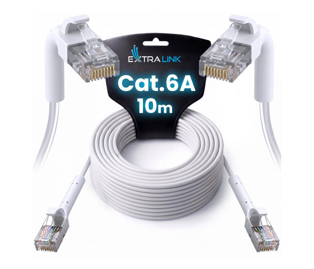 ExtraLink Kat.6A U/FTP 10m 1Gbps Patchcord LAN miedź skrętka kątowy - 1543890 - zdjęcie