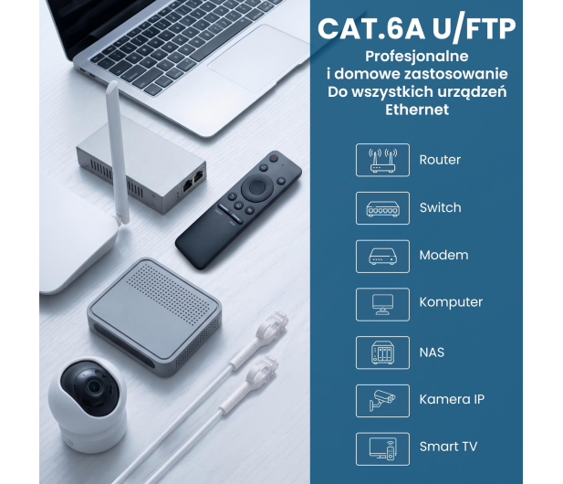 ExtraLink Kat.6A U/FTP 10m 1Gbps Patchcord LAN miedź skrętka kątowy - 1543890 - zdjęcie 7