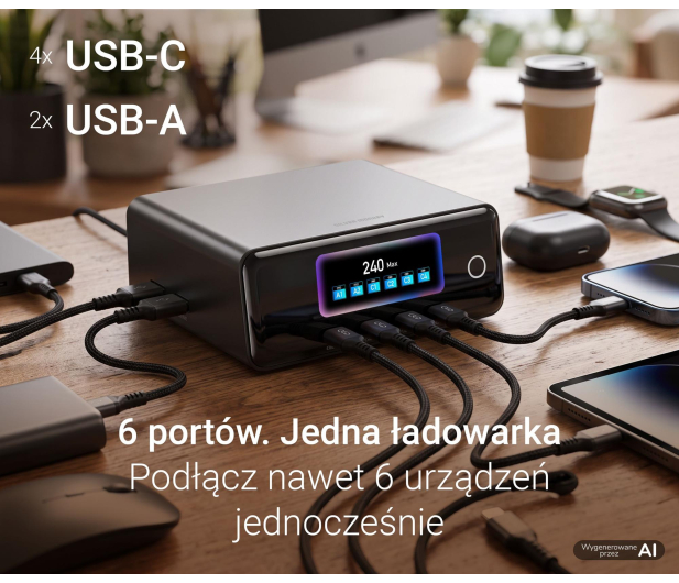 Silver Monkey Ładowarka Gan Pro Desk 240W PD Czarna - 1572480 - zdjęcie 3