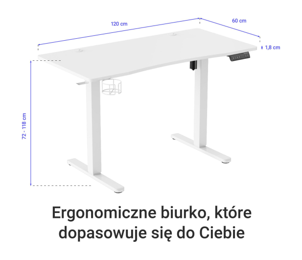Silver Monkey Biurko elektryczne ED-120 white - 1162802 - zdjęcie 3