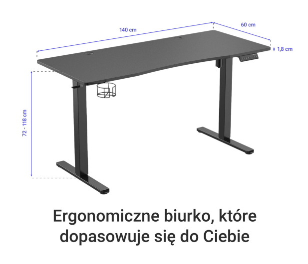 Silver Monkey Biurko elektryczne ED-140 carbon - 1162665 - zdjęcie 3