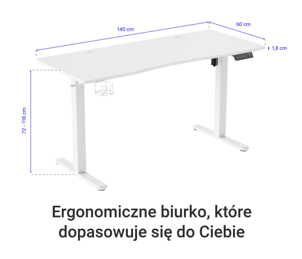 Silver Monkey Biurko elektryczne ED-140 white - 1162663 - zdjęcie 3