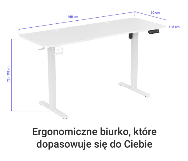 Silver Monkey Biurko elektryczne ED-160 white - 1258044 - zdjęcie 4