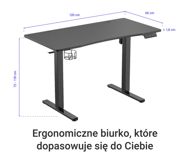 Silver Monkey Biurko elektryczne ED-120 black - 1162803 - zdjęcie 3