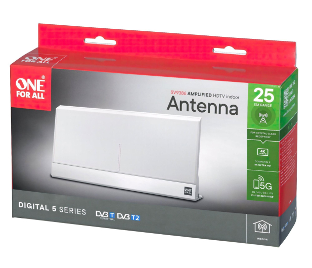 One For All Wzmacniana antena wewnętrzna SV9386-5G DVB-T (5G/4G) zasięg - 1584214 - zdjęcie 7