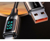 USAMS Kabel pleciony U78 USB-C 1,2m LED 6A Fast Charging biały - 1569015 - zdjęcie 4