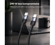 USAMS Kabel pleciony 240W USB-C/USB-C 1,2m stalowy - 1569087 - zdjęcie 2