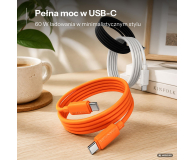 USAMS Kabe 60W 3A Silicone Fast Charging USB-C do USB-C biały - 1569019 - zdjęcie 2