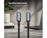 USAMS Kabel USB-C na USB-C 60W 1,2m Fast Charging stalowy - 1569047 - zdjęcie 2