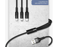 USAMS Kabel pleciony 3w1 1,5m 2Aczarny (lightning/microUSB/USB-C) - 1568988 - zdjęcie 3