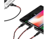 USAMS Kabel pleciony 3w1 1,5m 2Aczarny (lightning/microUSB/USB-C) - 1568988 - zdjęcie 9