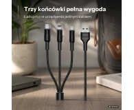 USAMS Kabel pleciony 3w1 1,5m 2Aczarny (lightning/microUSB/USB-C) - 1568988 - zdjęcie 2