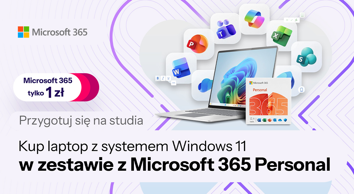 Microsoft 365 Personal za 1 zł przy zakupie laptopa