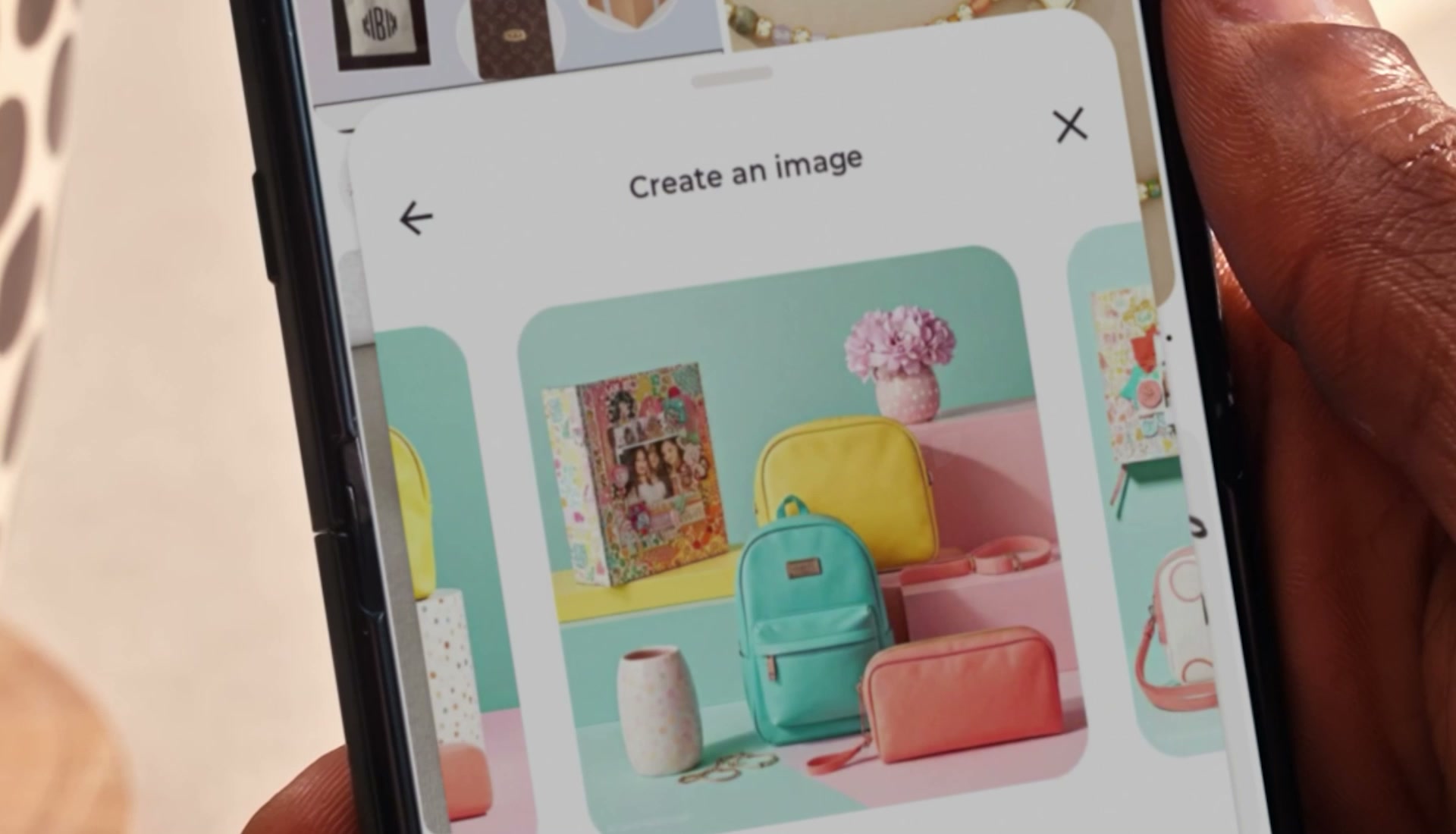 Ekran „Create an image” z propozycją grafiki na podstawie treści na ekranie